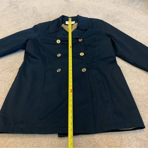 LIZ Claiborne navy blue nautical trenchcoat Sz M - Picture 8 of 10